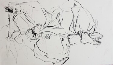 Drawing titled "Sospensione" by Paulaluz, Original Artwork, Charcoal