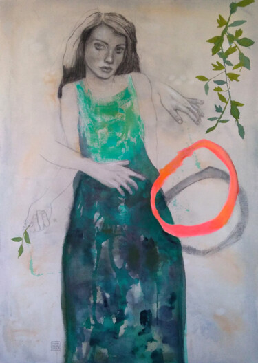 Peinture intitulée "Grand sortilge" par Marta Grassi, Œuvre d'art originale, Fusain