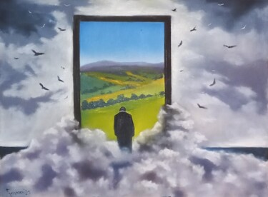 Malarstwo zatytułowany „behind the wall of…” autorstwa Dejan Gulicoski, Oryginalna praca, Olej Zamontowany na Drewniana rama…