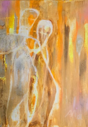 Painting titled "Flow , two soul in…" by Ewa Mościszko, Original Artwork, Acrylic