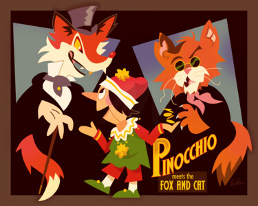 Digital Arts titled "Pinocchio Meets the…" by Van Evan Fuller, Original Artwork, Digital Painting