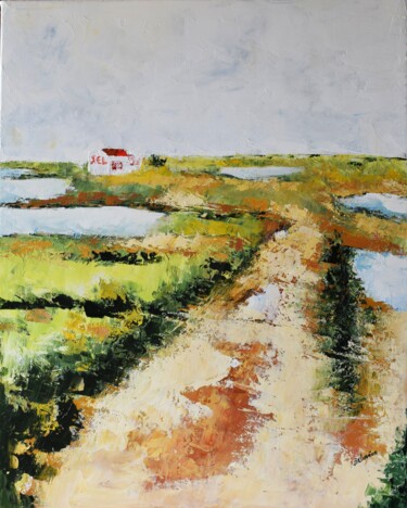 Painting titled "Les Caloges dans le…" by Bernard Clavier, Original Artwork, Oil Mounted on Wood Stretcher frame