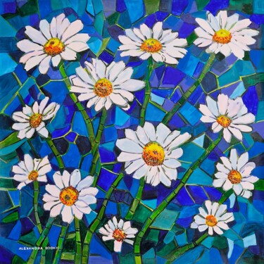Peinture intitulée "White Daisy" par Alexandra Djokic, Œuvre d'art originale, Acrylique