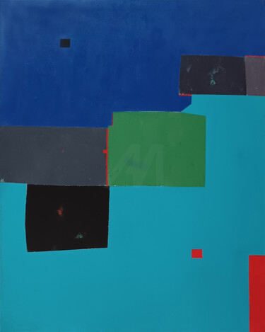 Painting titled "Deep sea III" by Luis Medina, Original Artwork, Acrylic Mounted on Wood Stretcher frame