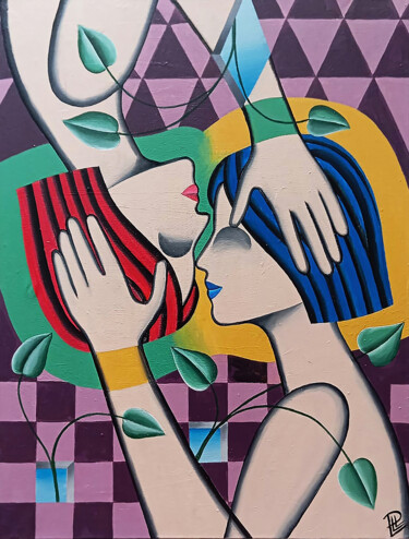 Painting titled "Reflexos" by Pere Lluís León, Original Artwork, Acrylic Mounted on Wood Stretcher frame