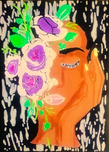 "Pensée florale" başlıklı Tablo Florent Franquelin tarafından, Orijinal sanat, Akrilik Ahşap Sedye çerçevesi üzerine monte e…