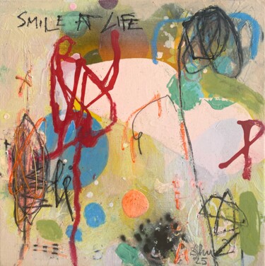 Painting titled "Smile At Life No.1" by Beate Garding Schubert, Original Artwork, Acrylic Mounted on Wood Stretcher frame