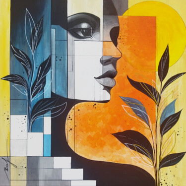 Painting titled "Awakening / Female…" by Natasha Bali, Original Artwork, Acrylic Mounted on Wood Stretcher frame