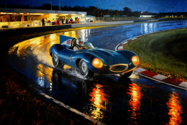 1956 Jaguar Type D at Le Mans – Motorsport Art