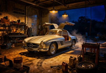 Title: Mercedes 300 SL Gullwing – Iconic Classic Car Painti