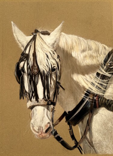 Ζωγραφική με τίτλο "Blonde Josie" από Yulia Malyutina, Αυθεντικά έργα τέχνης, Παστέλ