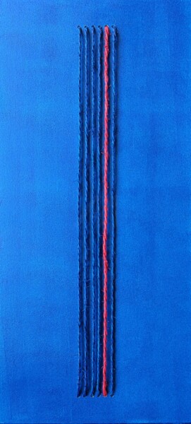 Malerei mit dem Titel "Blue guitare with a…" von Roland E. Lindner, Original-Kunstwerk, Acryl Auf Holzplatte montiert