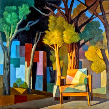 ARBRES ET CHAISE ( 40 cm x 40 cm ) licenses disponibles
