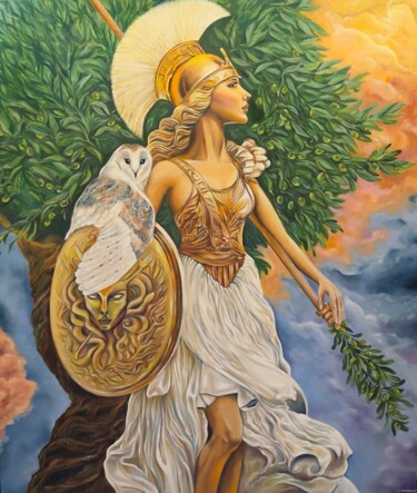 "ATHENA" başlıklı Tablo Amaxneva tarafından, Orijinal sanat, Petrol Ahşap Sedye çerçevesi üzerine monte edilmiş