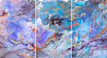 Painting titled "AZURS" by Cyril Destrade, Original Artwork, Acrylic Mounted on Wood Stretcher frame