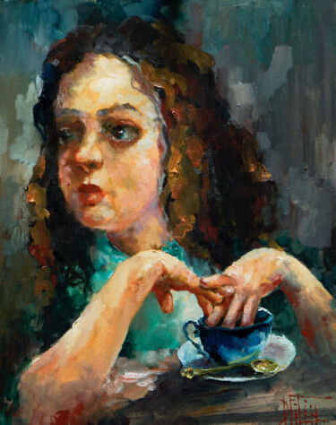 Schilderij getiteld "ALISA" door Pavel Filin, Origineel Kunstwerk, Olie Gemonteerd op Frame voor houten brancard