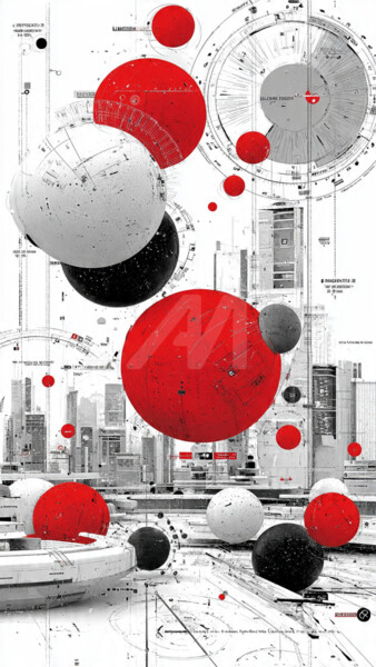 Arte digital titulada "Orbit of Logic 1/1…" por Piotr Pietruszewski, Obra de arte original, Imagen generada por IA