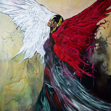 Malarstwo zatytułowany „Demeter Biało Czerw…” autorstwa Dariusz Witold Mierzwa, Oryginalna praca, Olej Zamontowany na Drewni…