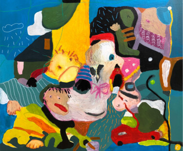 Peinture intitulée "Duck ate the green…" par Sopo Simonishvili, Œuvre d'art originale, Acrylique