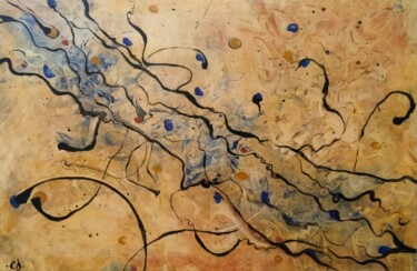 绘画 标题为“Everything is vibra…” 由Claudio Dagrezio, 原创艺术品, 颜料 安装在木质担架架上