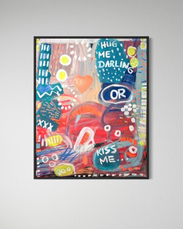Peinture intitulée "Between hugs and ki…" par Manuela Ganter-Decker, Œuvre d'art originale, Acrylique