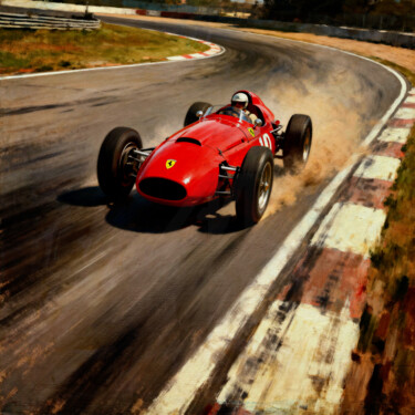 Vintage Ferrari F1 Racing Art – Iconic Red Car"