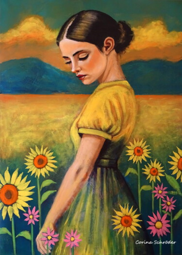 "In the field of chi…" başlıklı Tablo Corina Schröder tarafından, Orijinal sanat, Akrilik Ahşap Sedye çerçevesi üzerine mont…