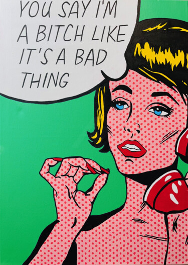 绘画 标题为“Bad Thing” 由Simone De Rosa, 原创艺术品, 丙烯 安装在木质担架架上