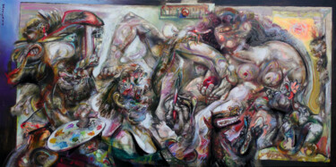 绘画 标题为“,,An artist draws a…” 由Yo-Ma-Yo, 原创艺术品, 油