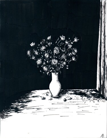 Рисунок под названием "The Last Autumn Flo…" - Владимир Абаимов, Подлинное произведение искусства, Чернила