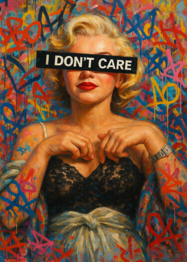 Printmaking titled "dont care" by Daveschloffi, Original Artwork, Digital Print Mounted on Plexiglass