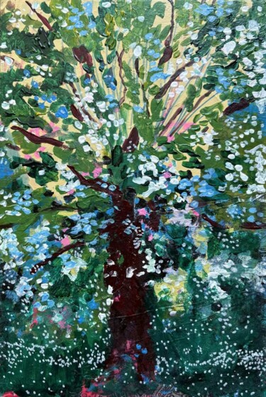 "The Spring" başlıklı Tablo Gela Mikava tarafından, Orijinal sanat, Petrol Karton üzerine monte edilmiş