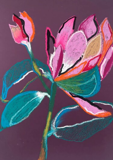 Σχέδιο με τίτλο "Fantasy pink flower" από Yulia Nova, Αυθεντικά έργα τέχνης, Παστέλ