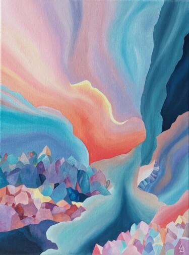 Pintura intitulada "Heart and Crystal L…" por Larisa Budarina, Obras de arte originais, Óleo