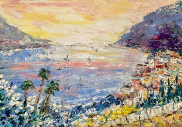 Painting titled "French Riviera Coas…" by Vilma Gataveckiene, Original Artwork, Oil