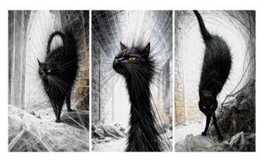 "Black cat" başlıklı Baskıresim Lionel Morateur tarafından, Orijinal sanat, Dijital baskı