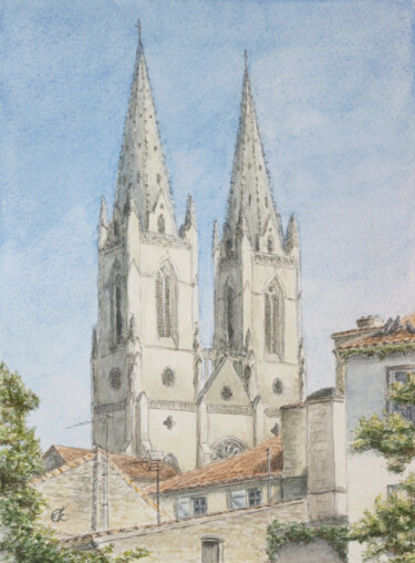 绘画 标题为“Église Saint André,…” 由Olha Krasko, 原创艺术品, 水彩
