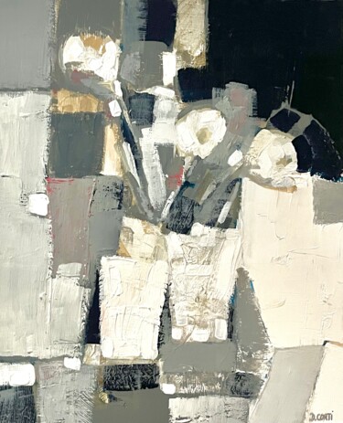 Pintura titulada "LES TROIS FLEURS" por Dominique Corti, Obra de arte original, Acrílico Montado en Bastidor de camilla de m…