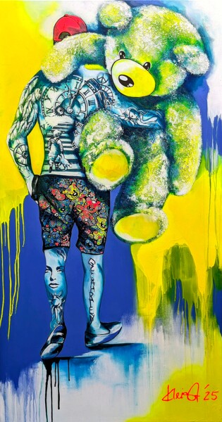 Zeichnungen mit dem Titel "GEFÄHRTEN" von Ute Kleist, Original-Kunstwerk, Acryl Auf Keilrahmen aus Holz montiert