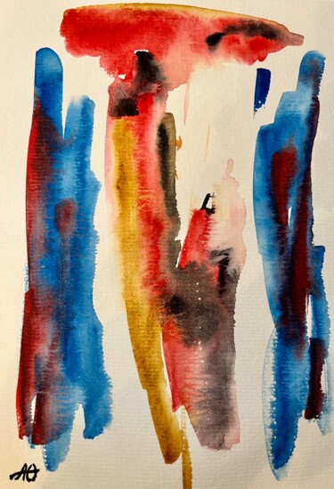 Painting titled "Уходящие люди" by Iuliia Antoniuk, Original Artwork, Watercolor