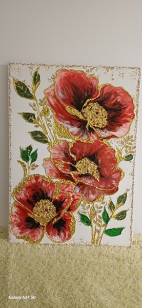 Painting titled "Fleurs de passion" by Elmira Bertre, Original Artwork, Acrylic Mounted on Wood Stretcher frame