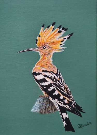 "Le Huppé fasciée" başlıklı Tablo Coralie Chevalier tarafından, Orijinal sanat, Akrilik Ahşap Sedye çerçevesi üzerine monte…