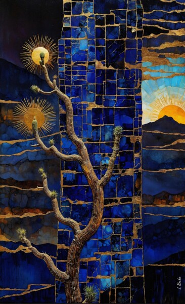 Peinture intitulée "TROIS SOLEILS" par L.Roche, Œuvre d'art originale, Acrylique Monté sur Autre panneau rigide