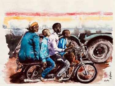 Painting titled "Sardines ougandaises" by Elisabeth Olivry (ELOA), Original Artwork, Watercolor