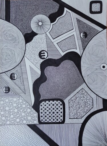 "Abstrakcja Zentangl…" başlıklı Resim Katarzyna Mroczek tarafından, Orijinal sanat, Jel kalem