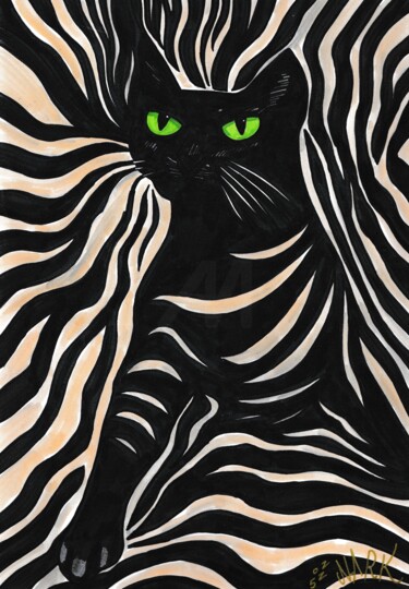 "Feline distortion" başlıklı Resim Nark Aymerich tarafından, Orijinal sanat, Işaretleyici