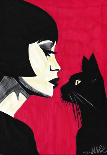 "Feline sensitivity" başlıklı Resim Nark Aymerich tarafından, Orijinal sanat, Işaretleyici