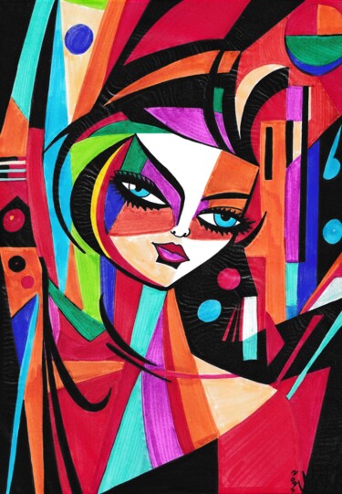 Rysunek zatytułowany „Geometric color” autorstwa Nark Aymerich, Oryginalna praca, Marker