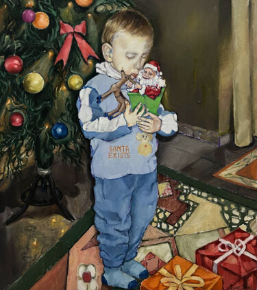 绘画 标题为““Does Santa Exists?…” 由Iger Nuellari, 原创艺术品, 油 安装在木质担架架上