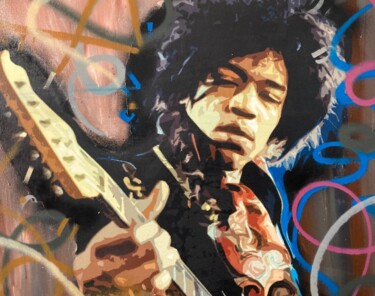 Ζωγραφική με τίτλο ""Guitar Prophet"" από John Lorne, Αυθεντικά έργα τέχνης, Αεροζόλ